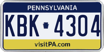 PA license plate KBK4304