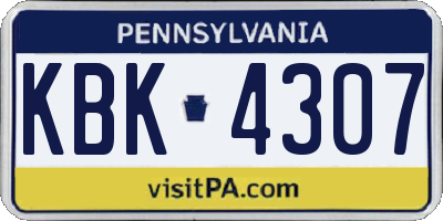 PA license plate KBK4307