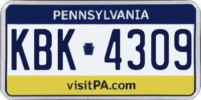 PA license plate KBK4309