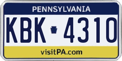 PA license plate KBK4310