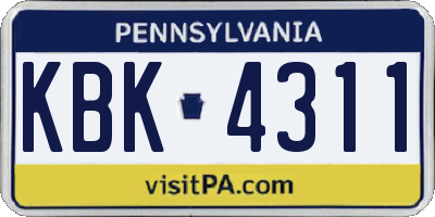 PA license plate KBK4311