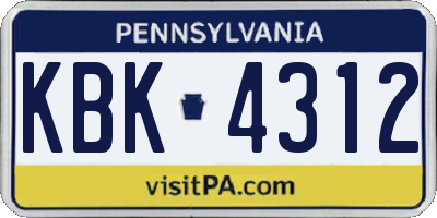 PA license plate KBK4312