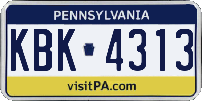 PA license plate KBK4313