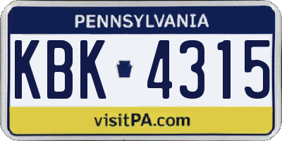 PA license plate KBK4315