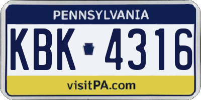 PA license plate KBK4316