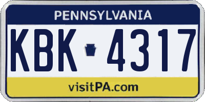 PA license plate KBK4317