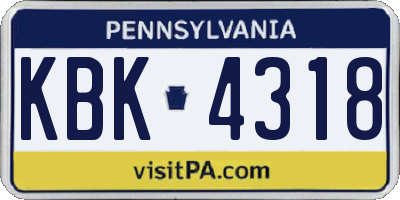 PA license plate KBK4318