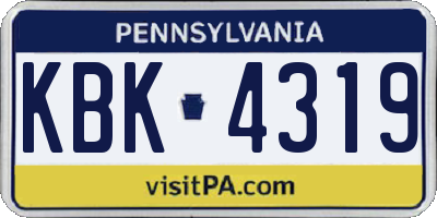PA license plate KBK4319