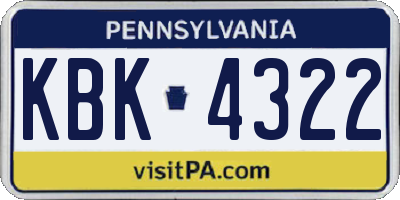 PA license plate KBK4322
