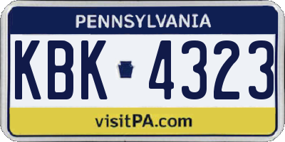 PA license plate KBK4323