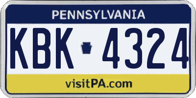 PA license plate KBK4324