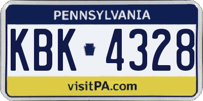 PA license plate KBK4328