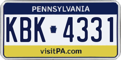 PA license plate KBK4331