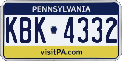 PA license plate KBK4332