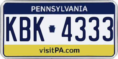PA license plate KBK4333