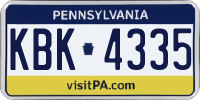 PA license plate KBK4335