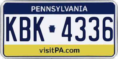PA license plate KBK4336