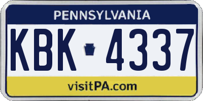PA license plate KBK4337