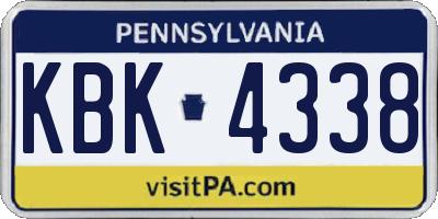 PA license plate KBK4338