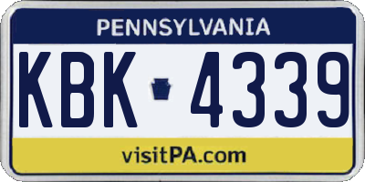 PA license plate KBK4339