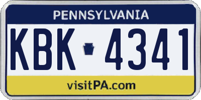 PA license plate KBK4341