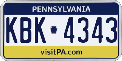 PA license plate KBK4343