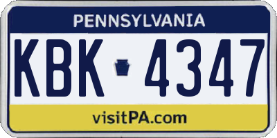 PA license plate KBK4347