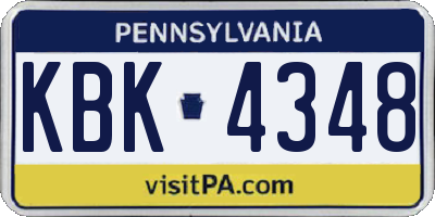 PA license plate KBK4348