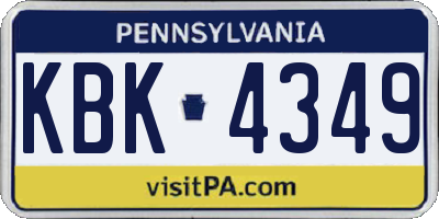 PA license plate KBK4349