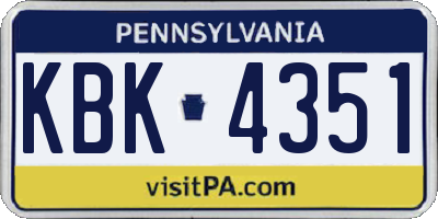 PA license plate KBK4351