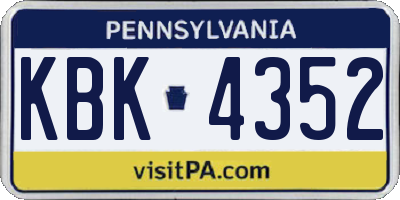 PA license plate KBK4352