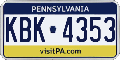 PA license plate KBK4353