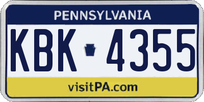 PA license plate KBK4355