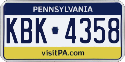 PA license plate KBK4358