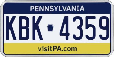 PA license plate KBK4359