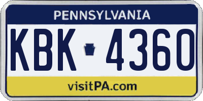 PA license plate KBK4360