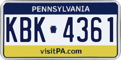 PA license plate KBK4361