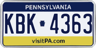 PA license plate KBK4363