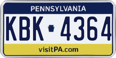 PA license plate KBK4364