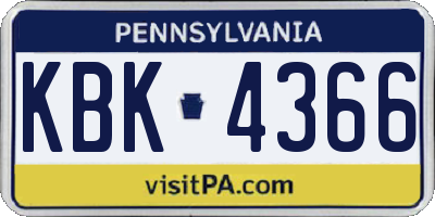 PA license plate KBK4366