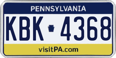 PA license plate KBK4368