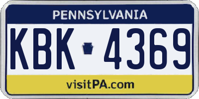 PA license plate KBK4369