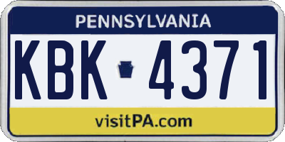 PA license plate KBK4371