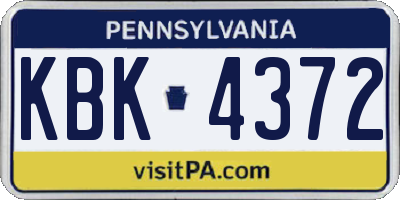PA license plate KBK4372