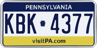 PA license plate KBK4377