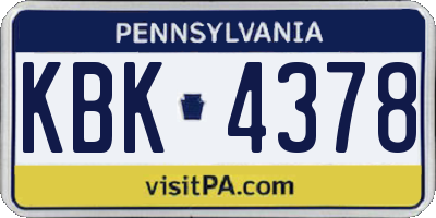 PA license plate KBK4378