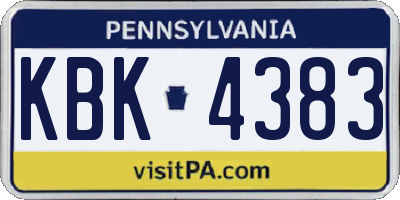 PA license plate KBK4383