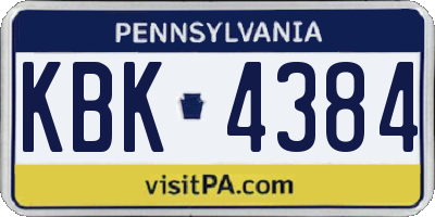 PA license plate KBK4384