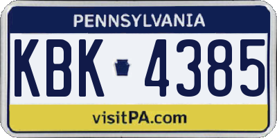 PA license plate KBK4385