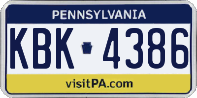 PA license plate KBK4386